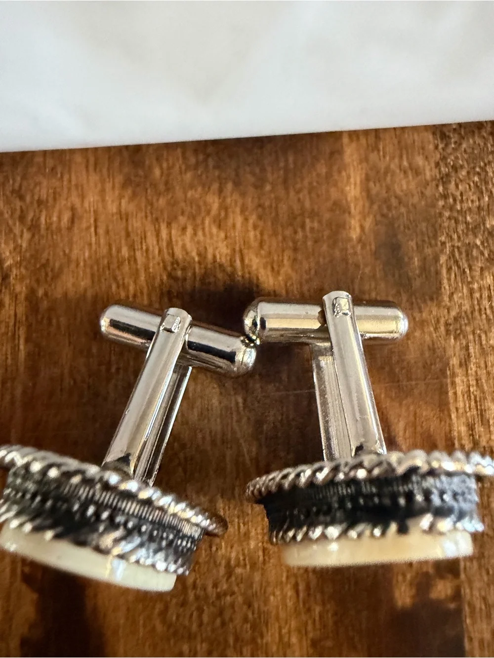 Classic Silver and White Nautical Cufflinks plus 1 more set- Men's Accessories